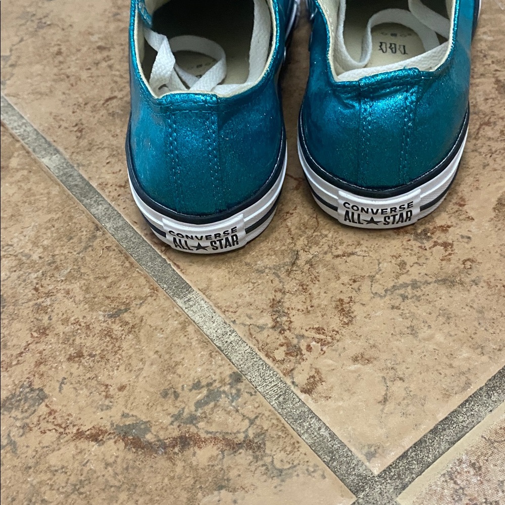 Converse Chuck Taylor All Star Low Glitter Teal Sparkly Women’s/Girls Sz 5 - Picture 4 of 8